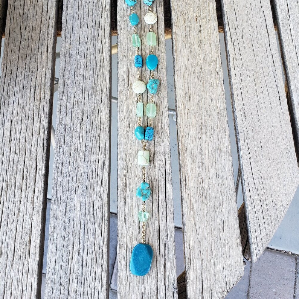 Chico's Chunky Goldtone and Faux Turquoise Necklace - Picture 4 of 7